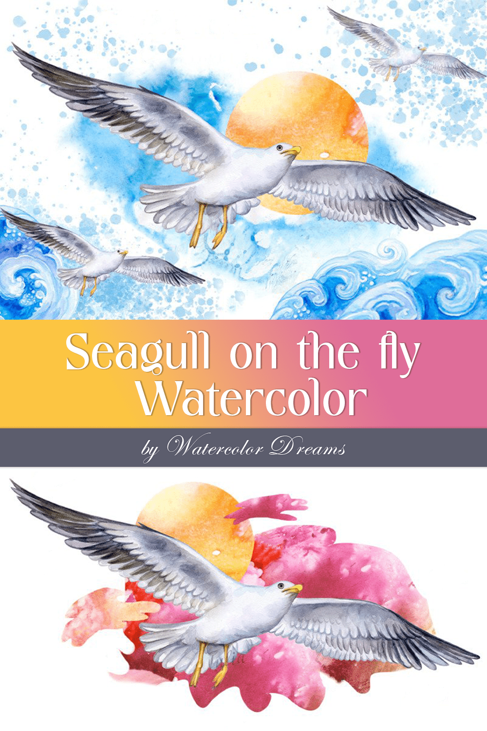 seagull on the fly. watercolor pinterest