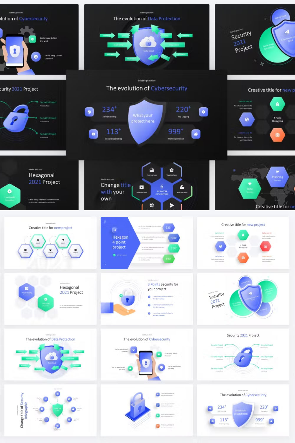 security hexagonal infographic keynote template 02 1000x1500