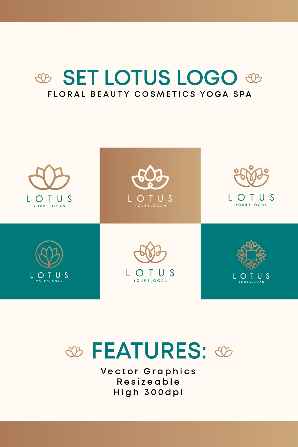 Set of Abstract Lotus Logo Pinterest image.