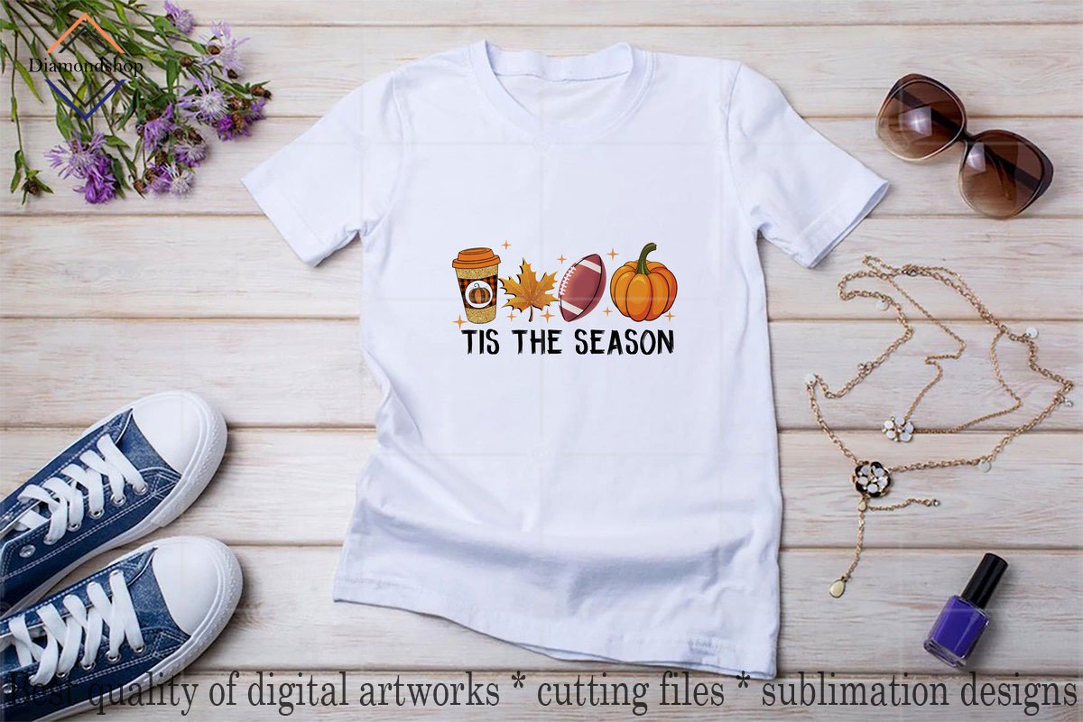 Minimalistic autumn illustration on a white t-shirt.