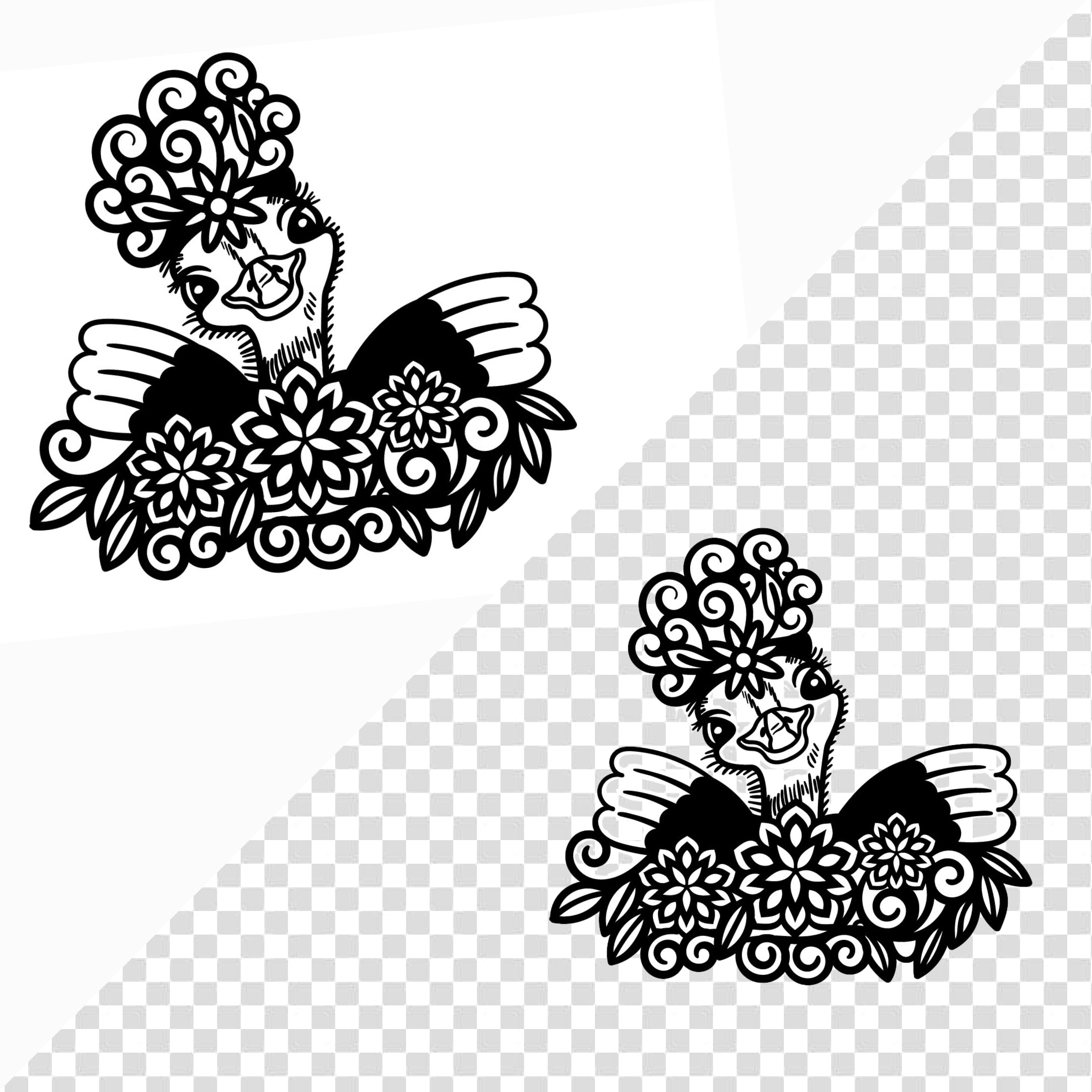 Silly Ostrich with Flowers Decoration SVG cover.