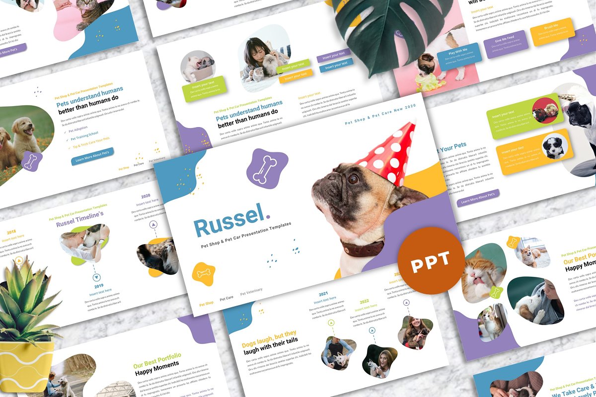 Cover image of Russel Pet Care PowerPoint Template.