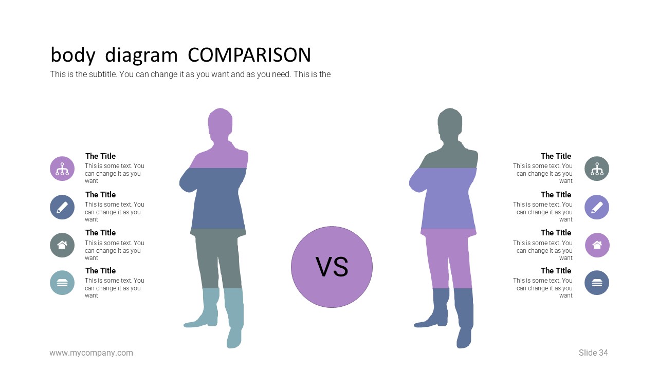Business Template Powepoint body diagram comparison.