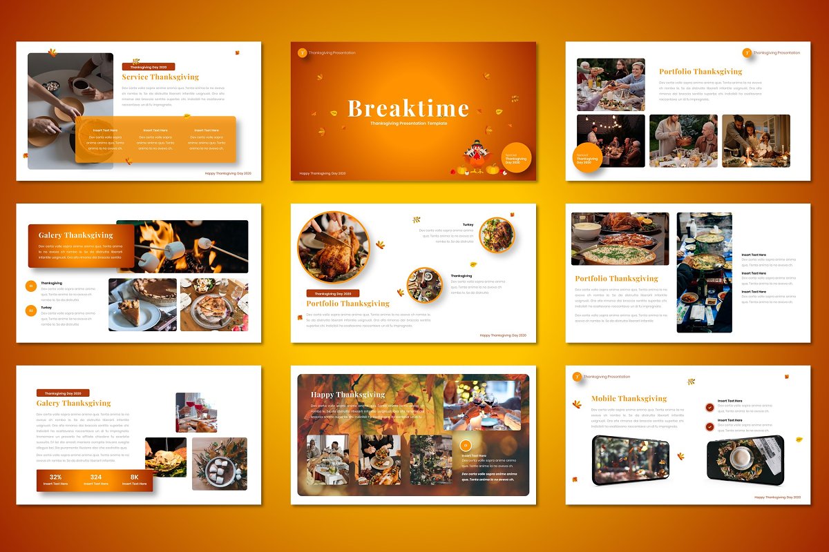 Thanksgiving template in orange color.