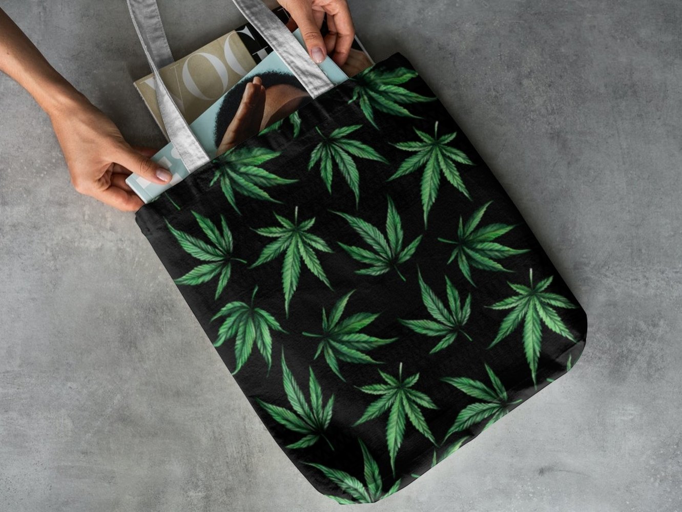 Beautiful shopper with cannabis.