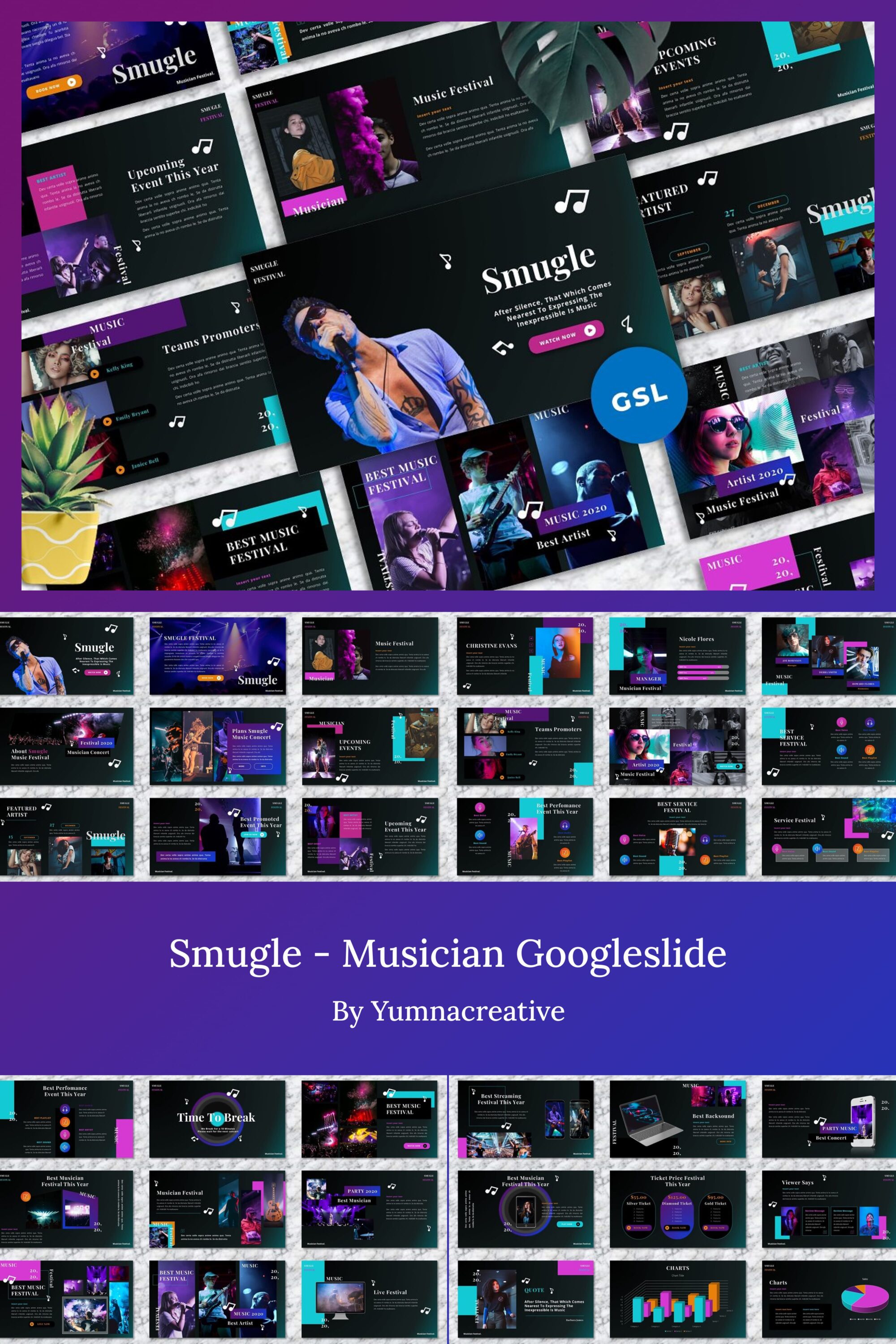 Smugle Musician Google Slide - pinterest image preview.