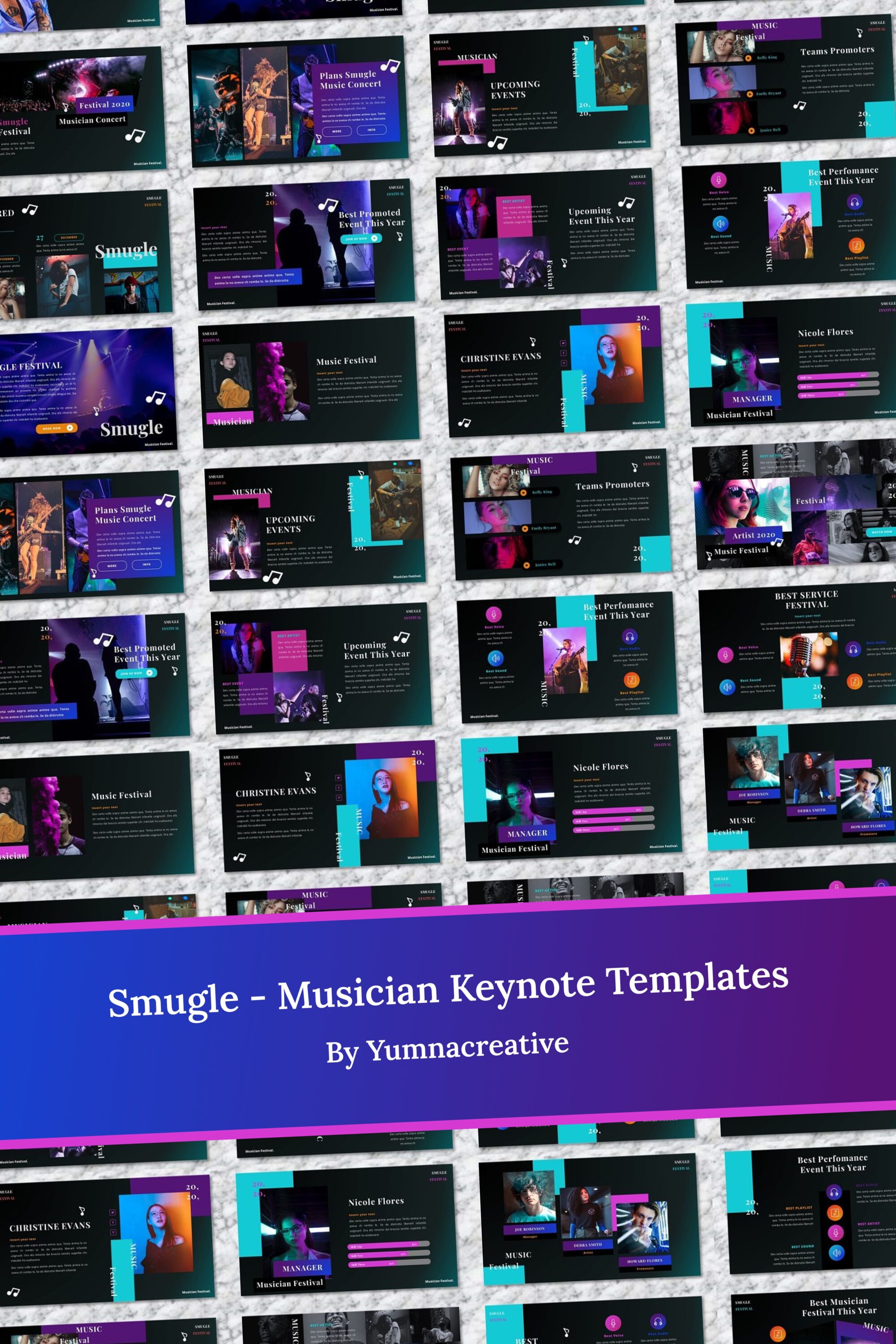 Smugle Musician Keynote Template - pinterest image preview.