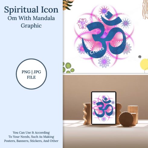 Spiritual Icon - Om With Mandala Graphic.