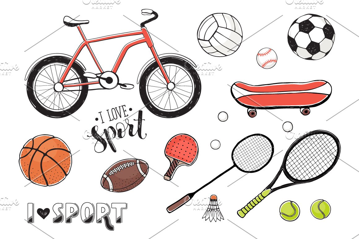 Colorful sport equipments.