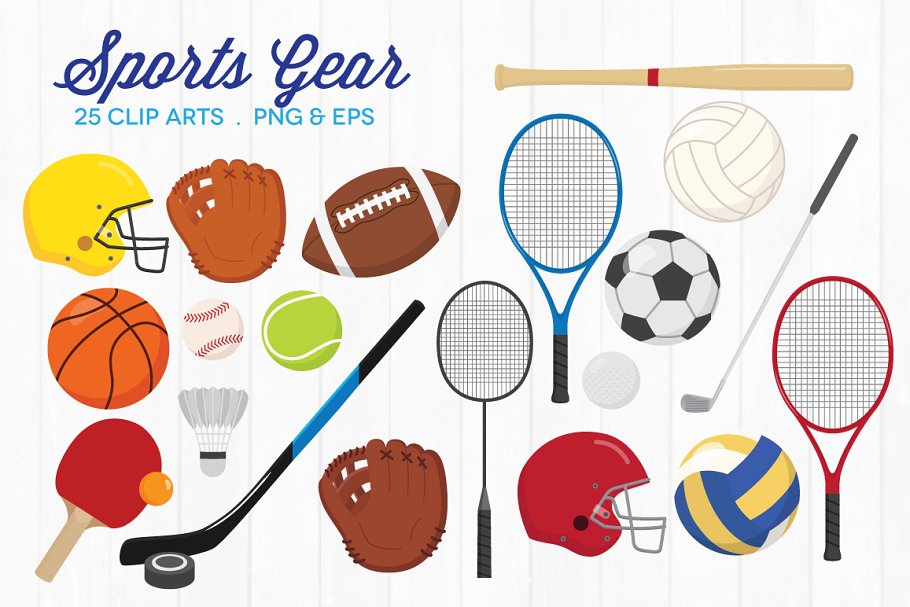 Cover image of Sports Gear Clip Art.