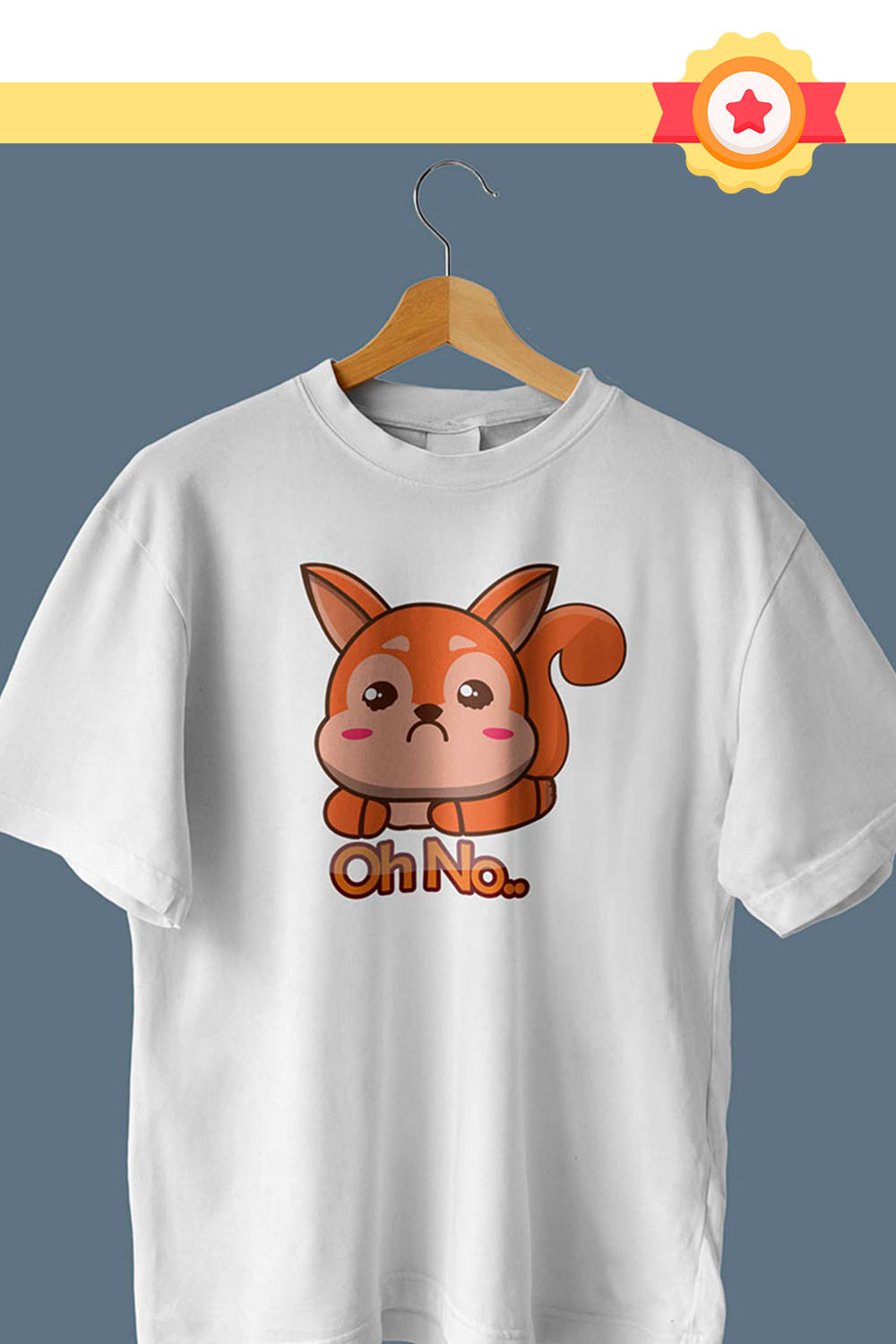 Cute Squirrel Sad Illustration T-Shirt Pinterest image.