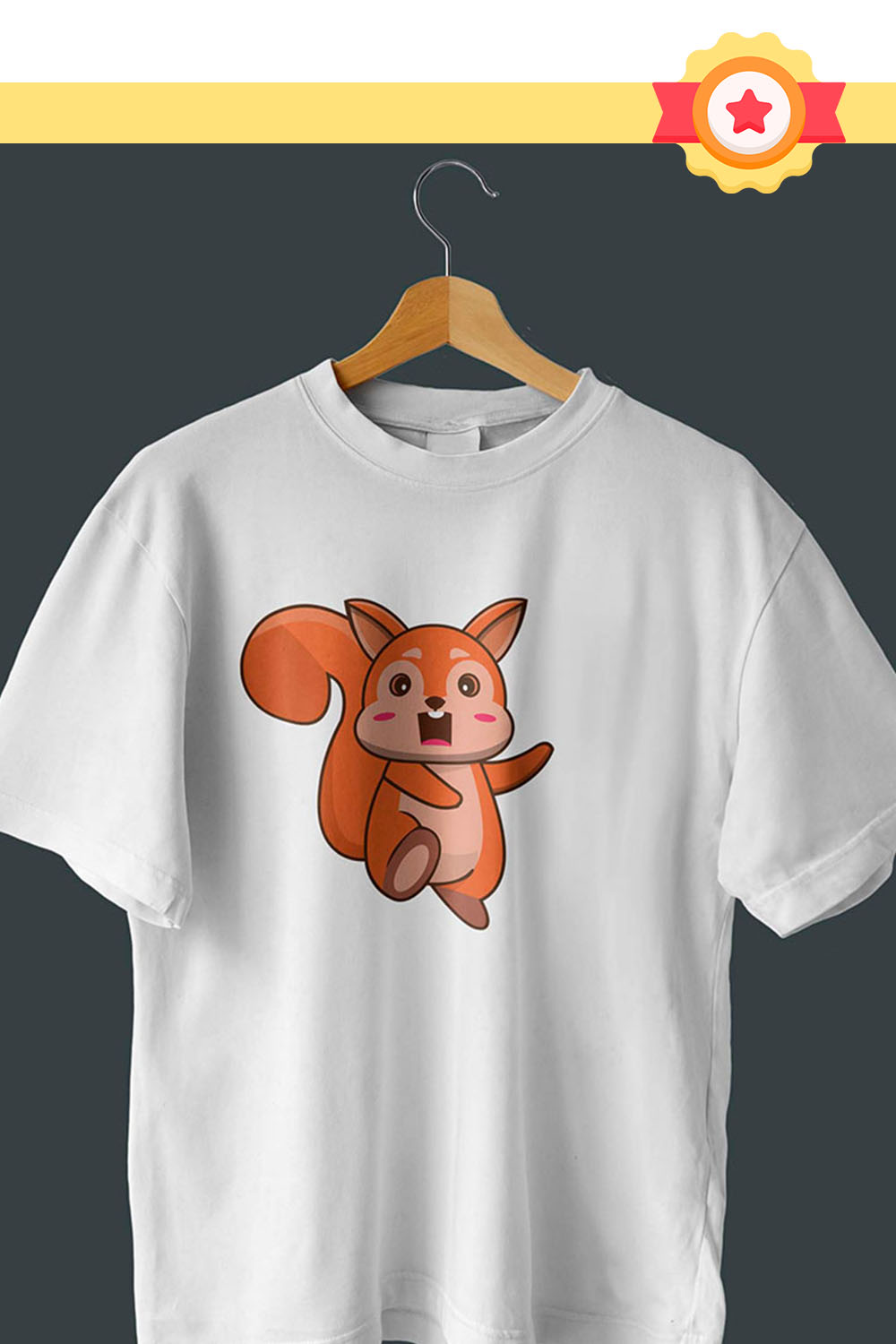 Cute Squirrel Illustration T-Shirt Design Pinterest image.