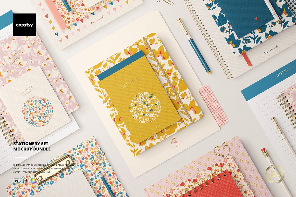 Collection of stationery images with lovely patterns.