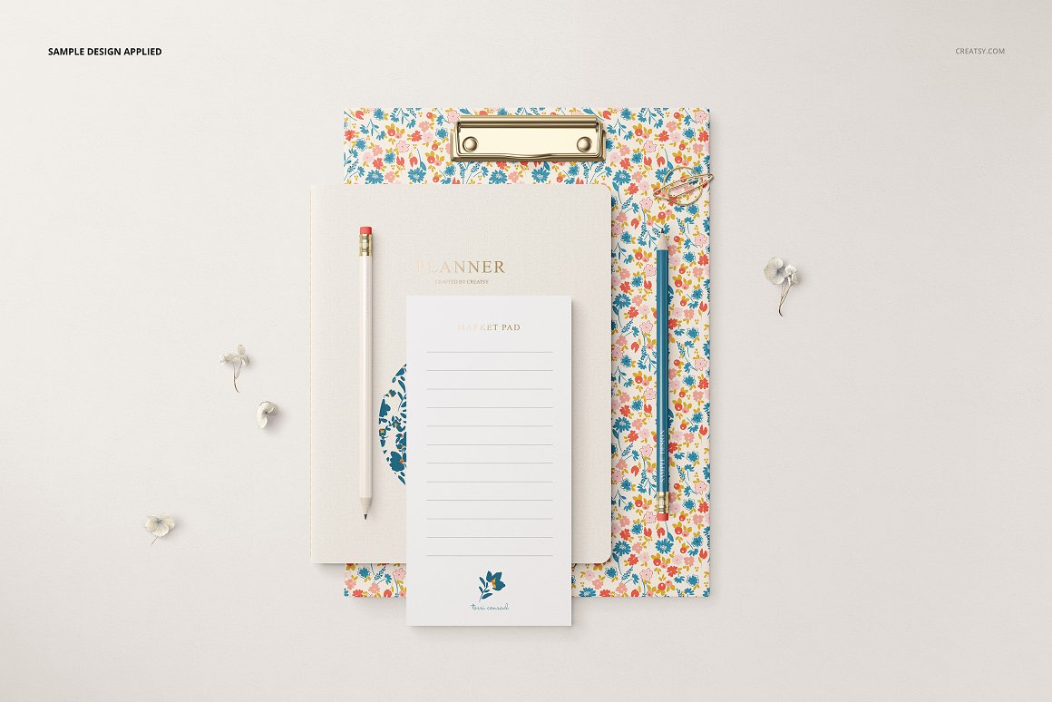 Images of stationery with colorful designs.