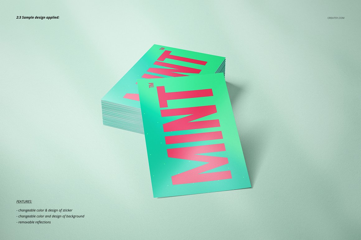Images of charming mint color sticker with pink lettering.