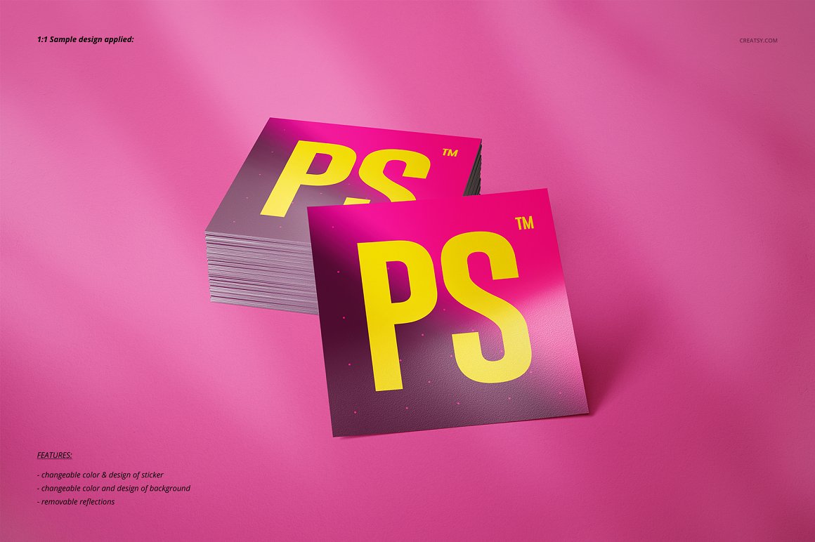 Images of an adorable pink sticker with a yellow inscription.