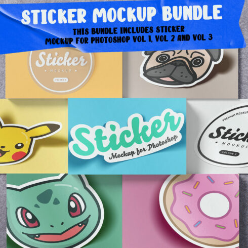 Collection of gorgeous sticker mockups.