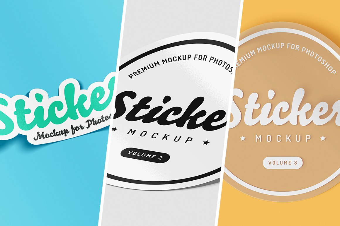 A selection of colorful sticker mockup.