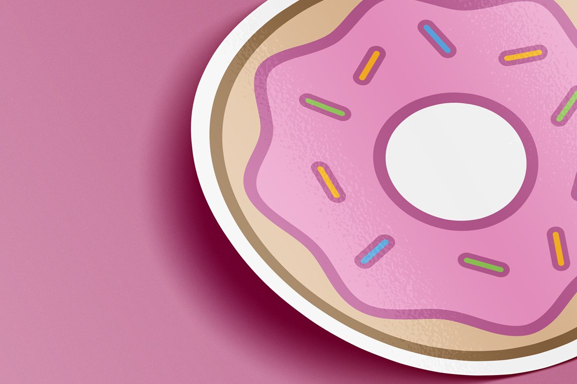 Beautiful donut sticker mockup.
