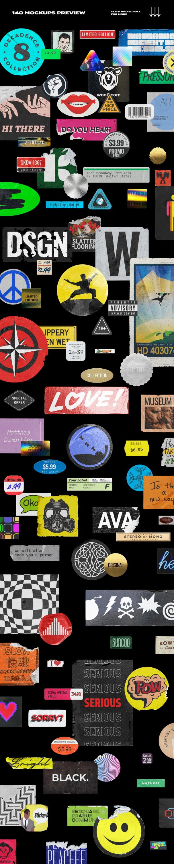 A selection of colorful stickers images.