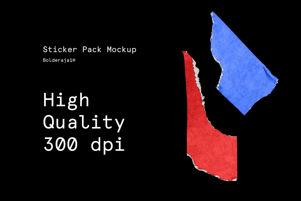 Colorful sticker mockups in red and blue.