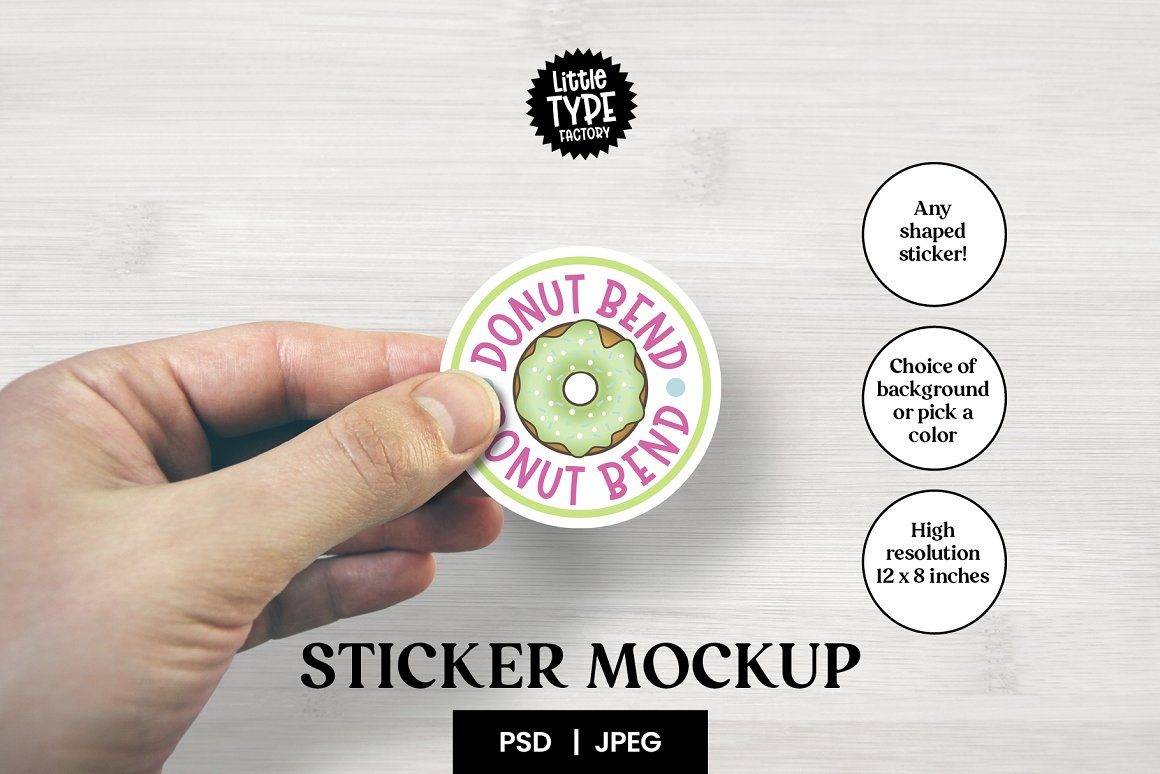 Image with an irresistible sticker in the shape of a hand.