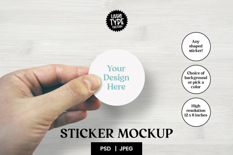 Sticker Mockup With Hand | Smart Psd – MasterBundles
