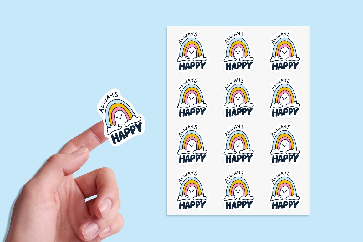 A set of irresistible rainbow stickers.