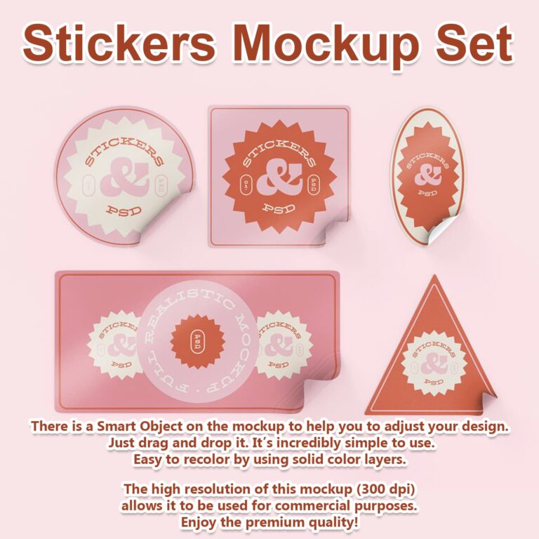 Crumpled Stickers Mockup Set   MasterBundles