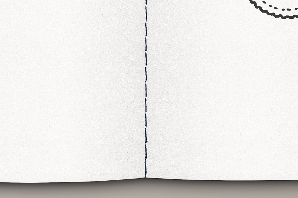 Image of open stitched notebook with great page design.