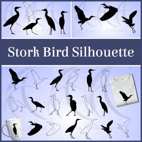 Stork bird silhouette svg - main image preview.