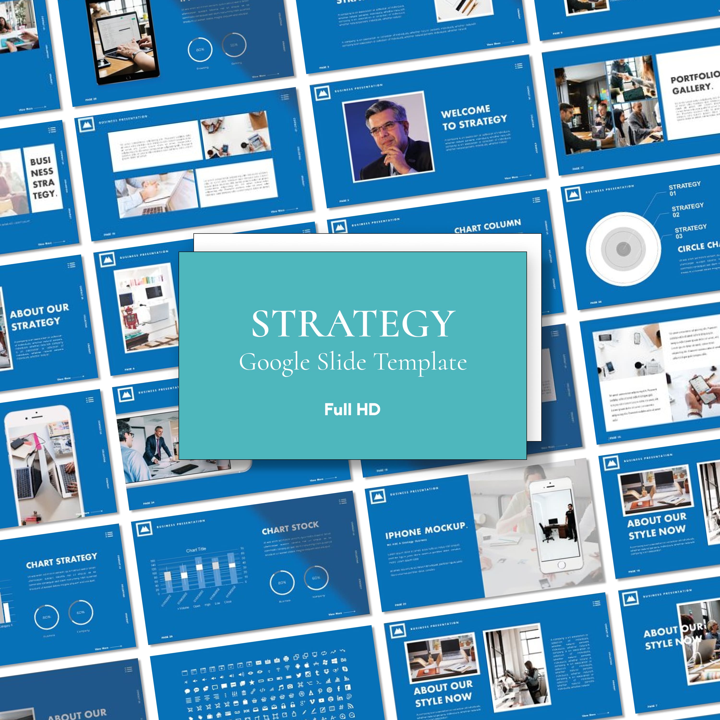 Strategy google slide template - main image preview.