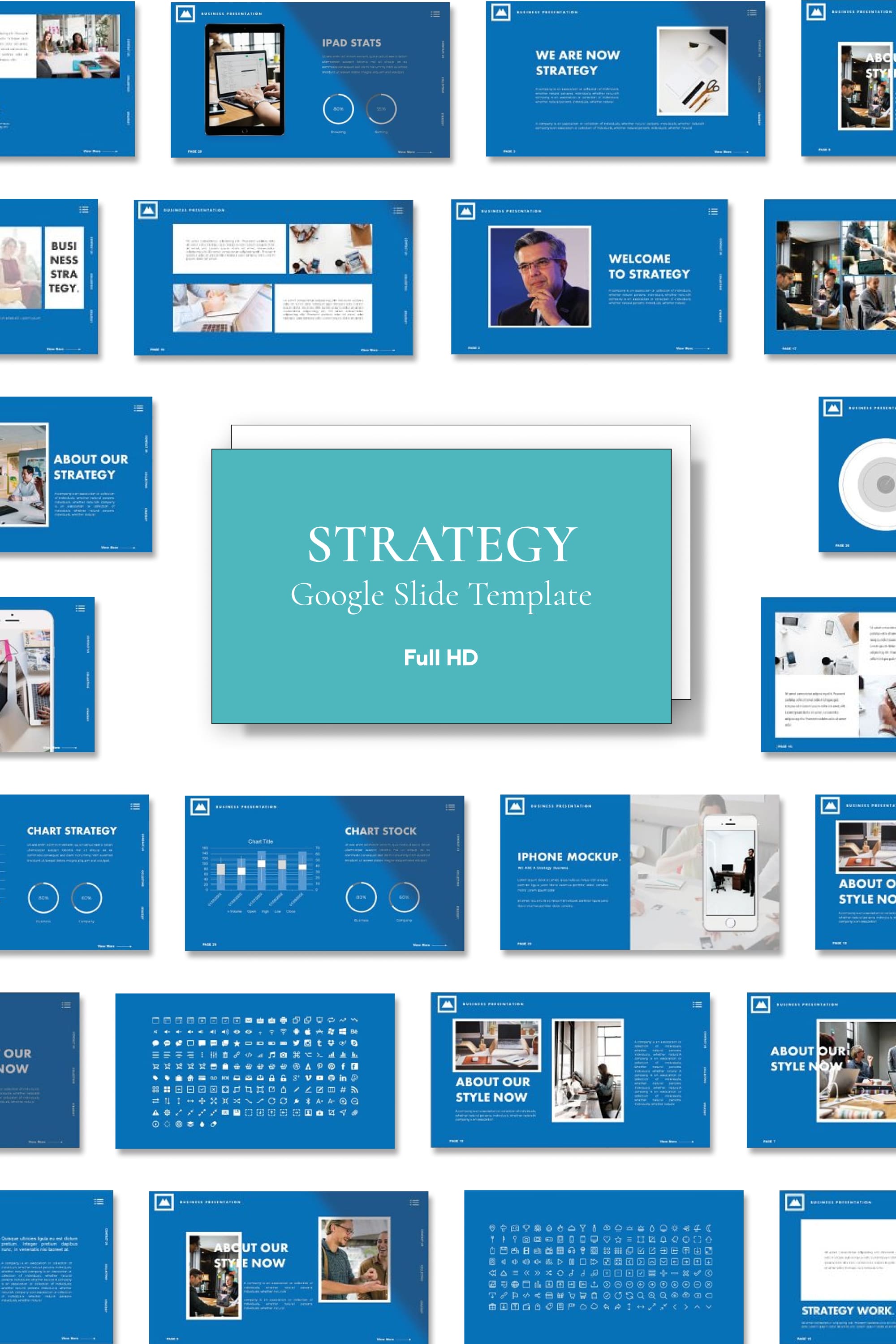 Strategy google slide template - pinterest image preview.