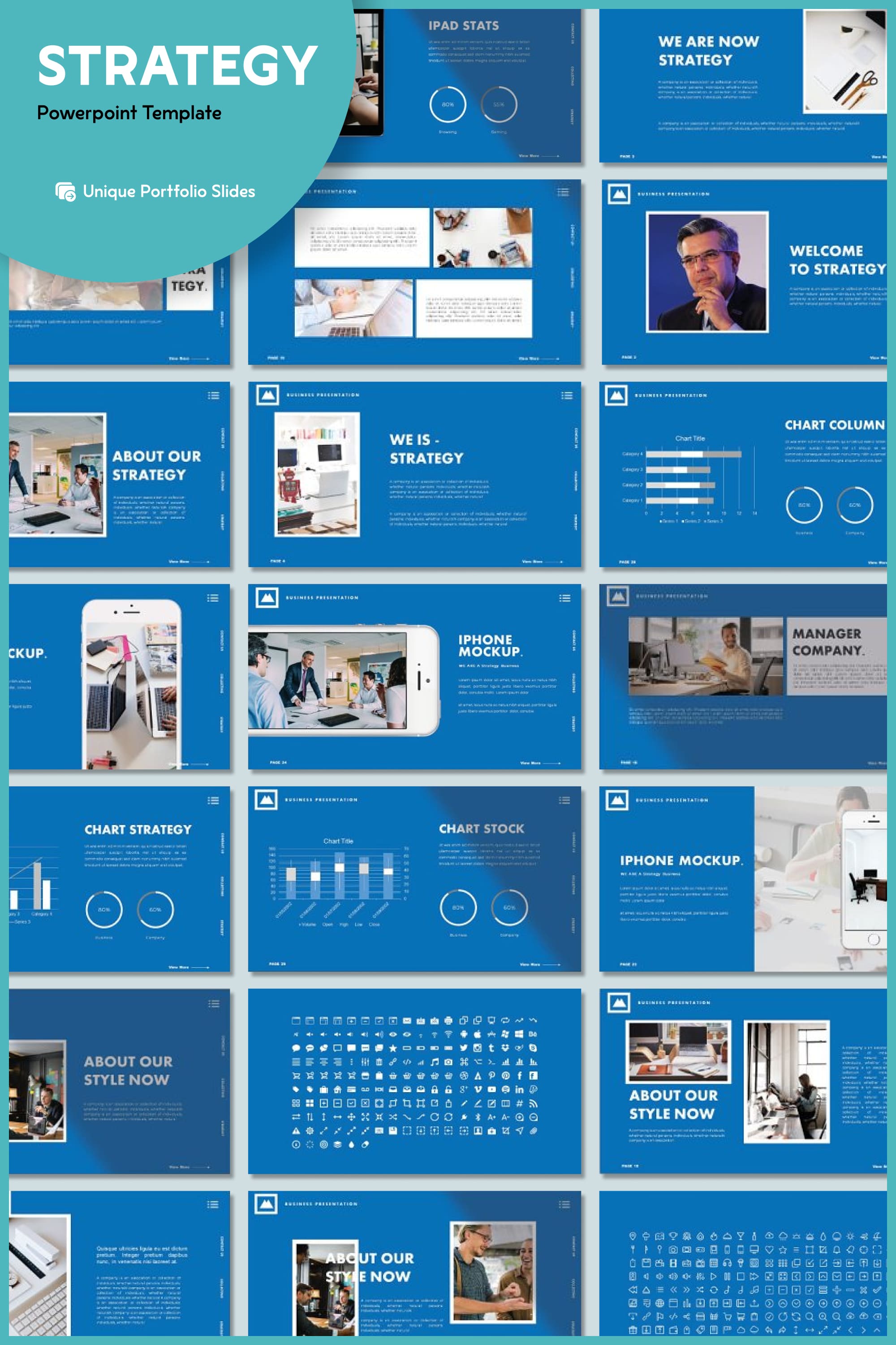 Strategy powerpoint template - pinterest image preview.