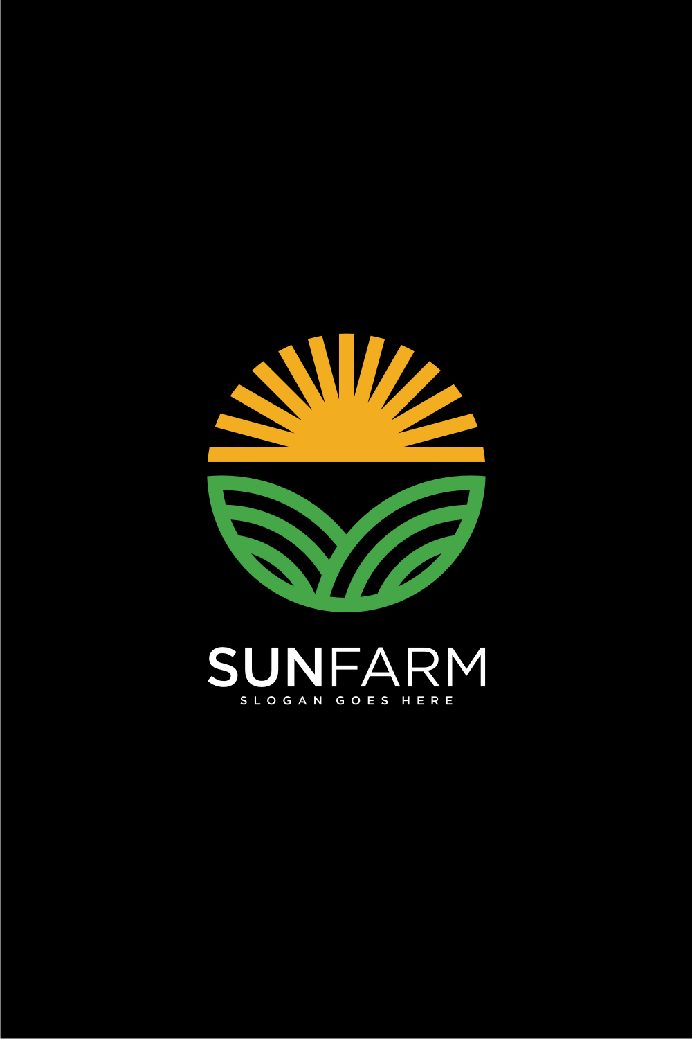 Sun Farm Logo Design Vector pinterest image.
