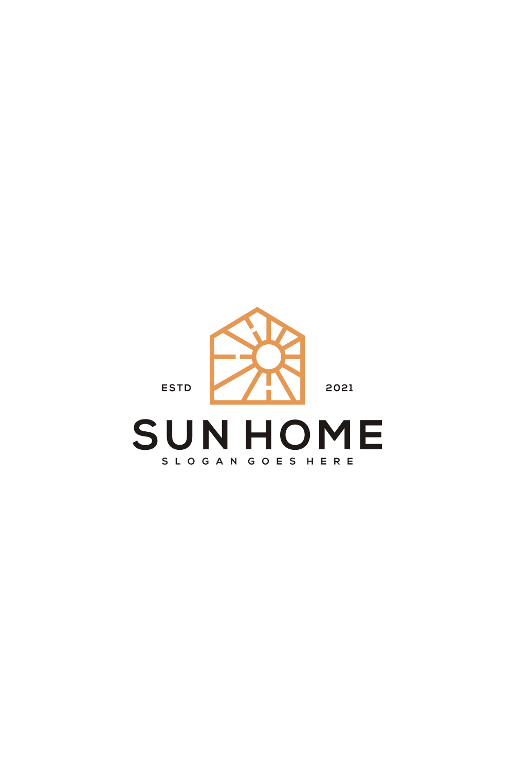 Sun Homes Logo Vector Design Line pinterest image.