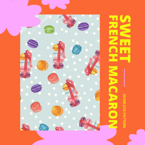 Sweet French Macaron Seamless Pattern Design.