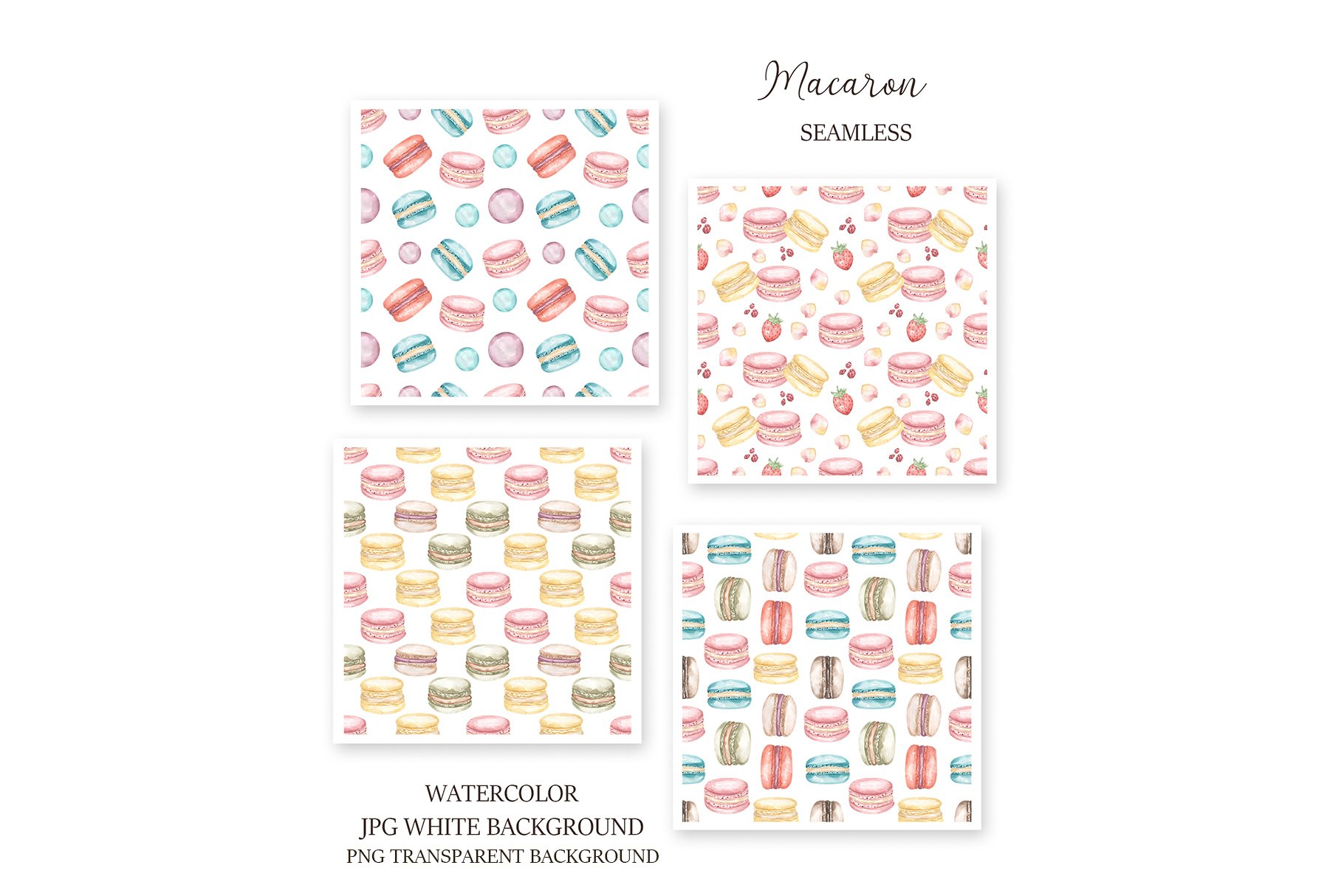 Four patterns options with macaroons patterns.
