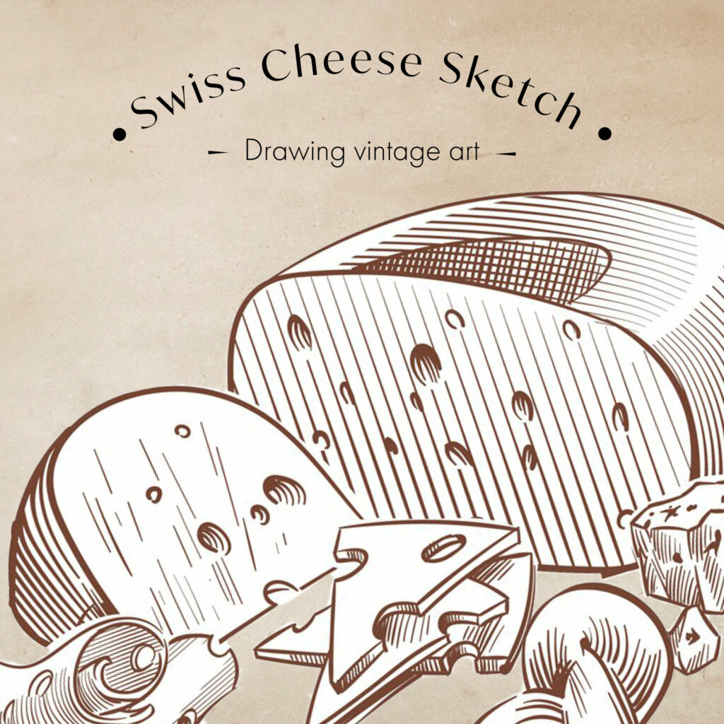 Hand Drawn Cheese. Various Types Of Cheeses. Tasty Brie, Moz Master