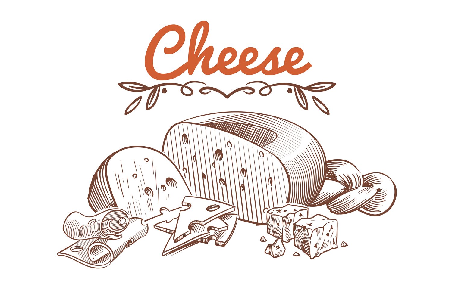Memorable sketch of swiss cheese with a beautiful inscription.