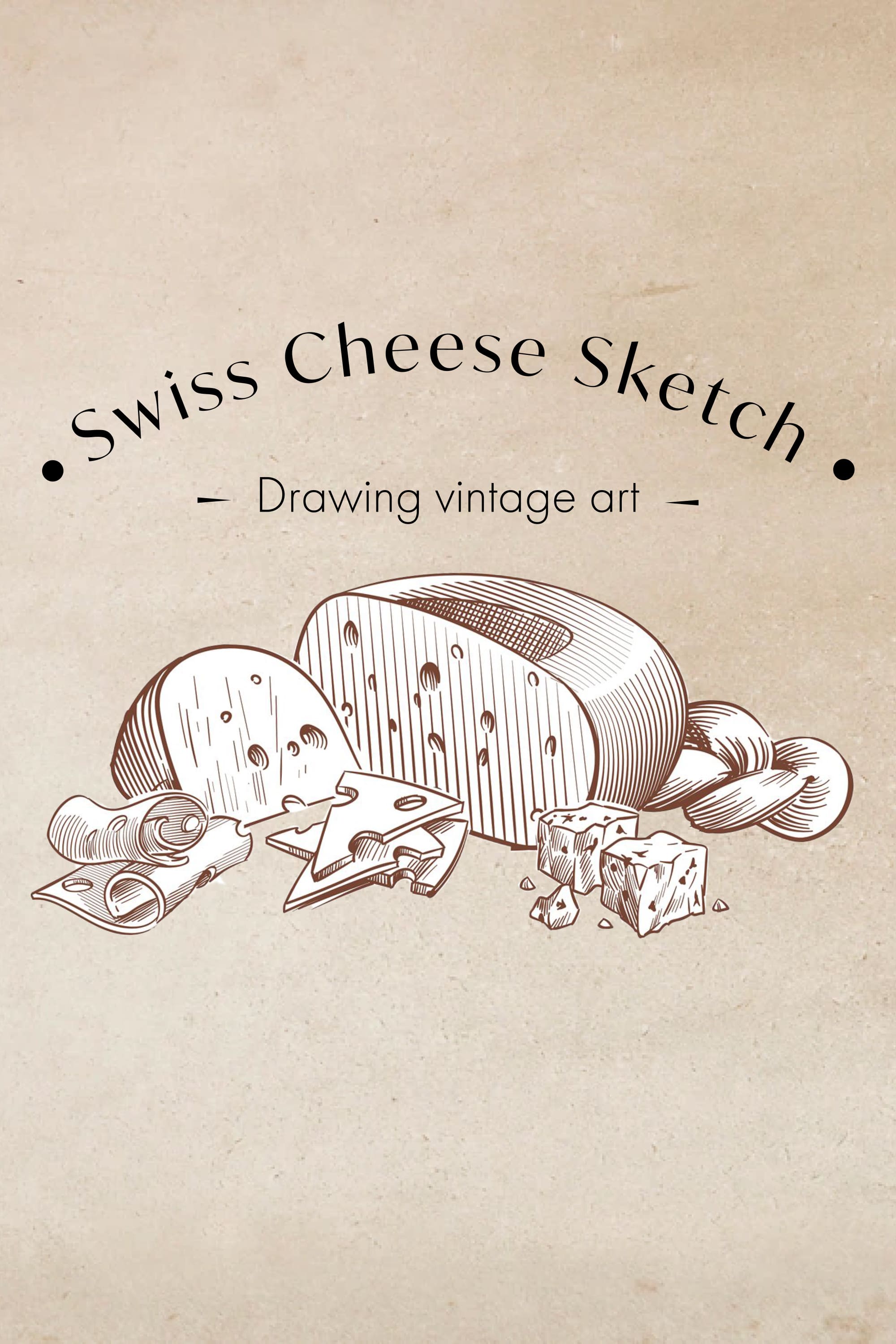 Gorgeous swiss cheese sketch on bright background.
