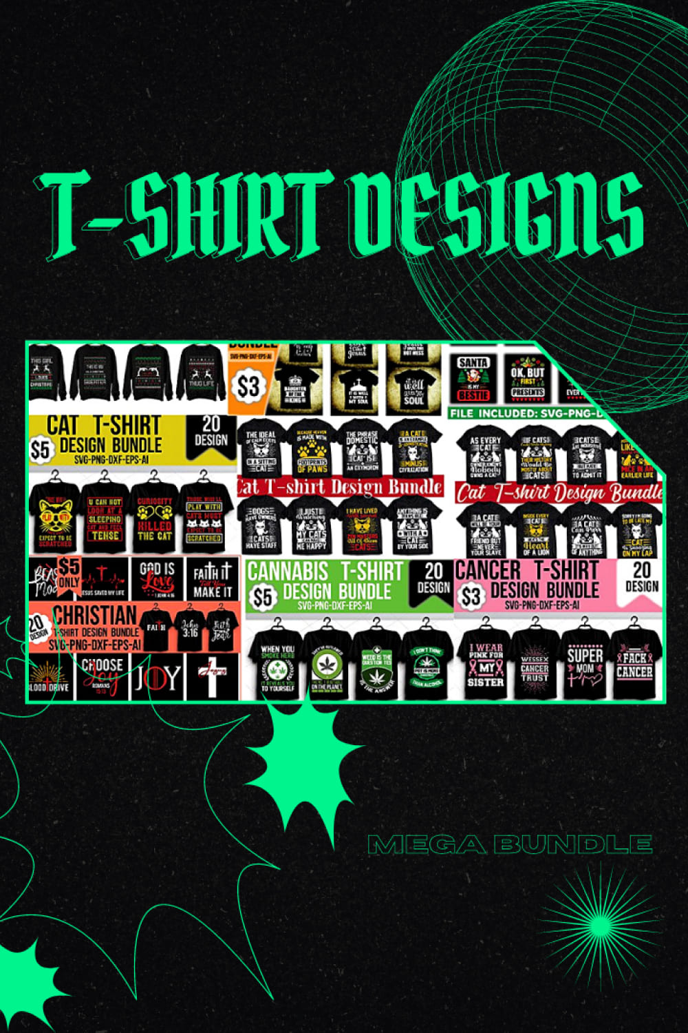 T-Shirt Designs Mega Bundle - Pinterest.