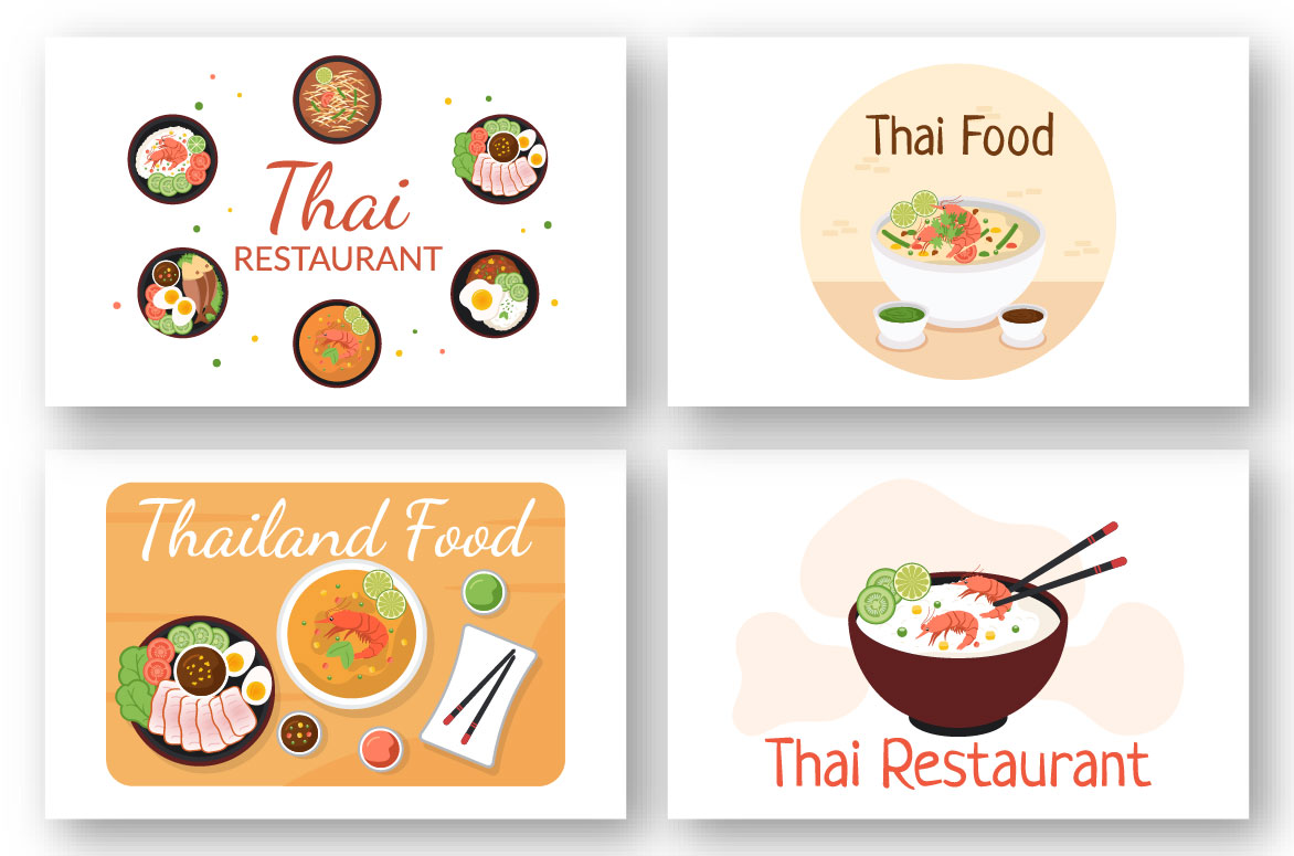 Traditional Cuisine of Thai Illustration Preview image.