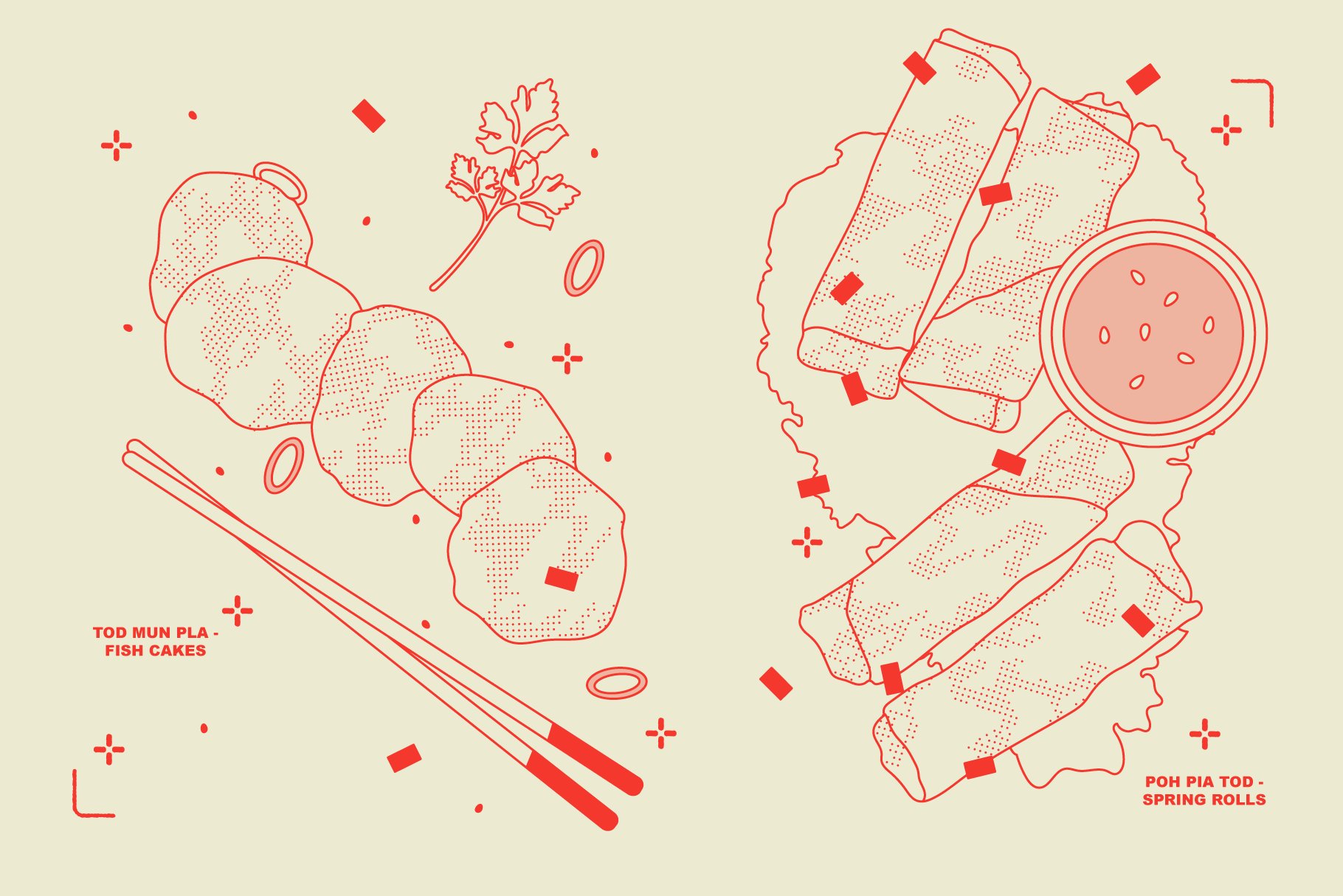 Tasty and spicy Thai food illustrations are ready for you.