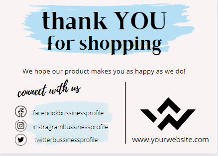 DIY Thank You Business Card Printable Preview image.