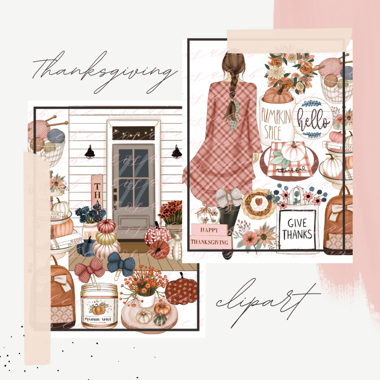 Stylish thanksgiving clipart.