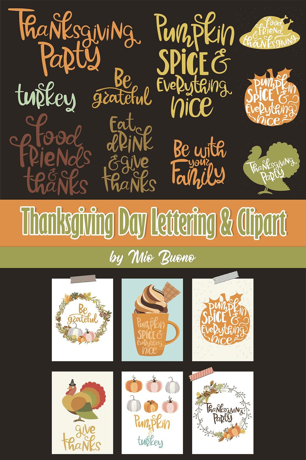thanksgiving day lettering clipart pinterest