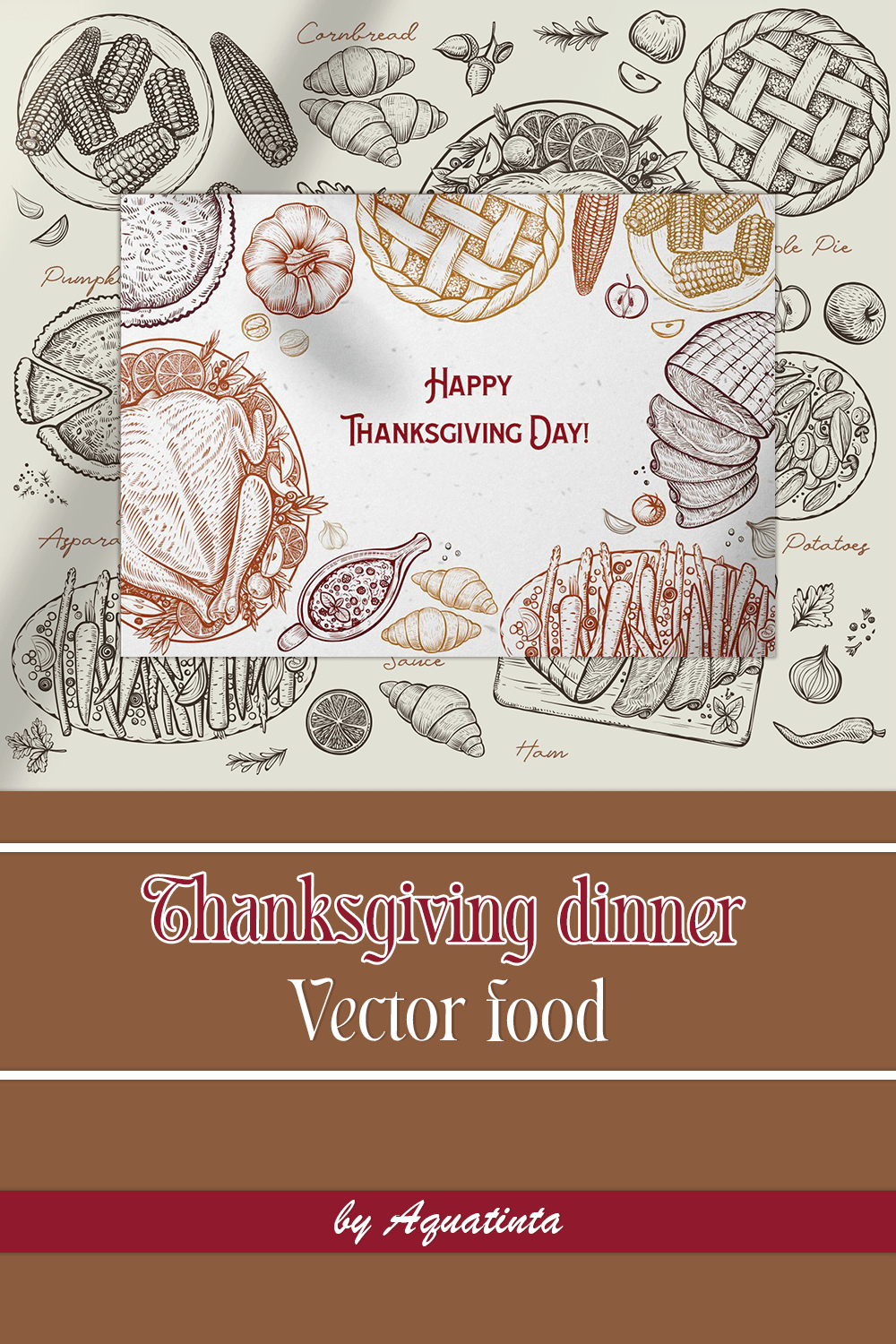 thanksgiving dinner vector food pinterest