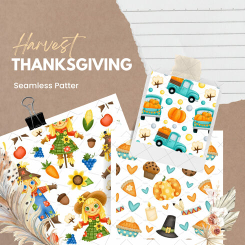 Thanksgiving Harvest Seamless Pattern.