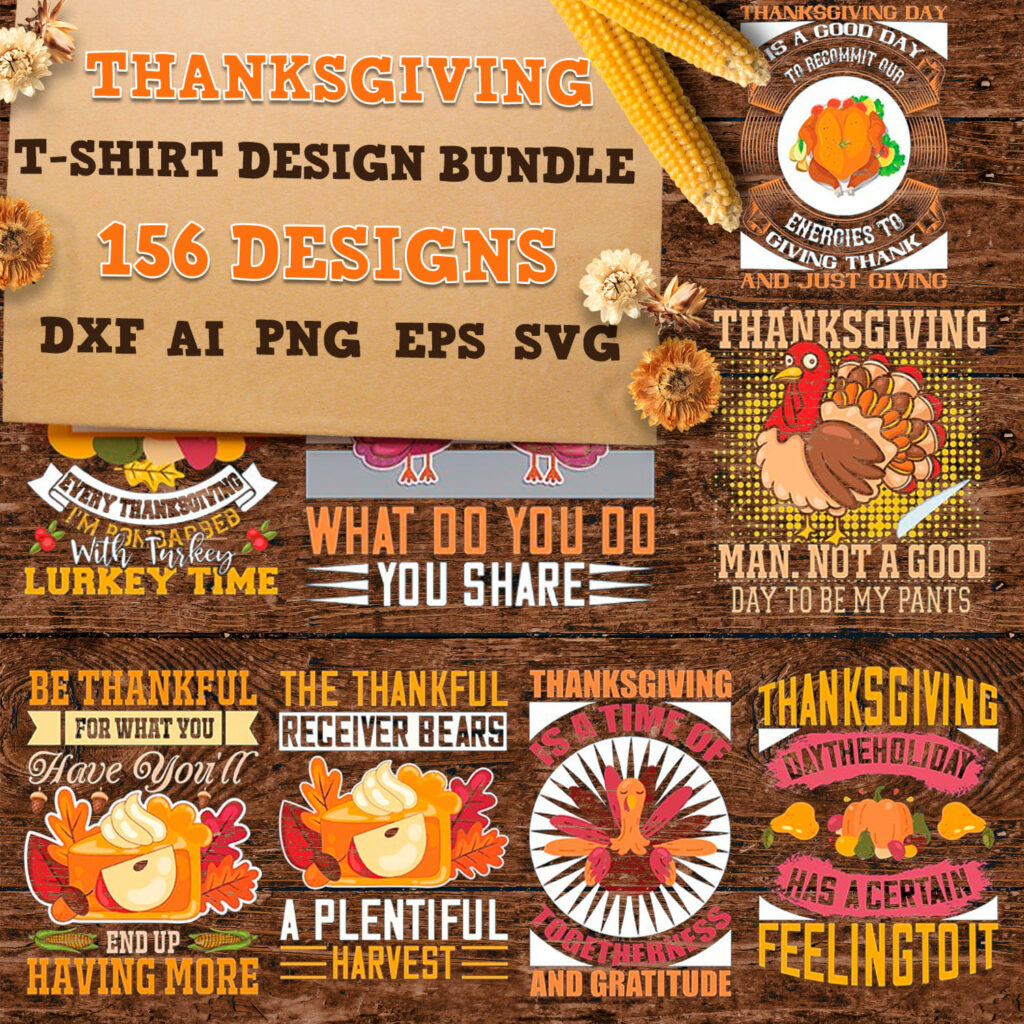 72 Thanksgiving T Shirt Design Bundle | Master Bundles